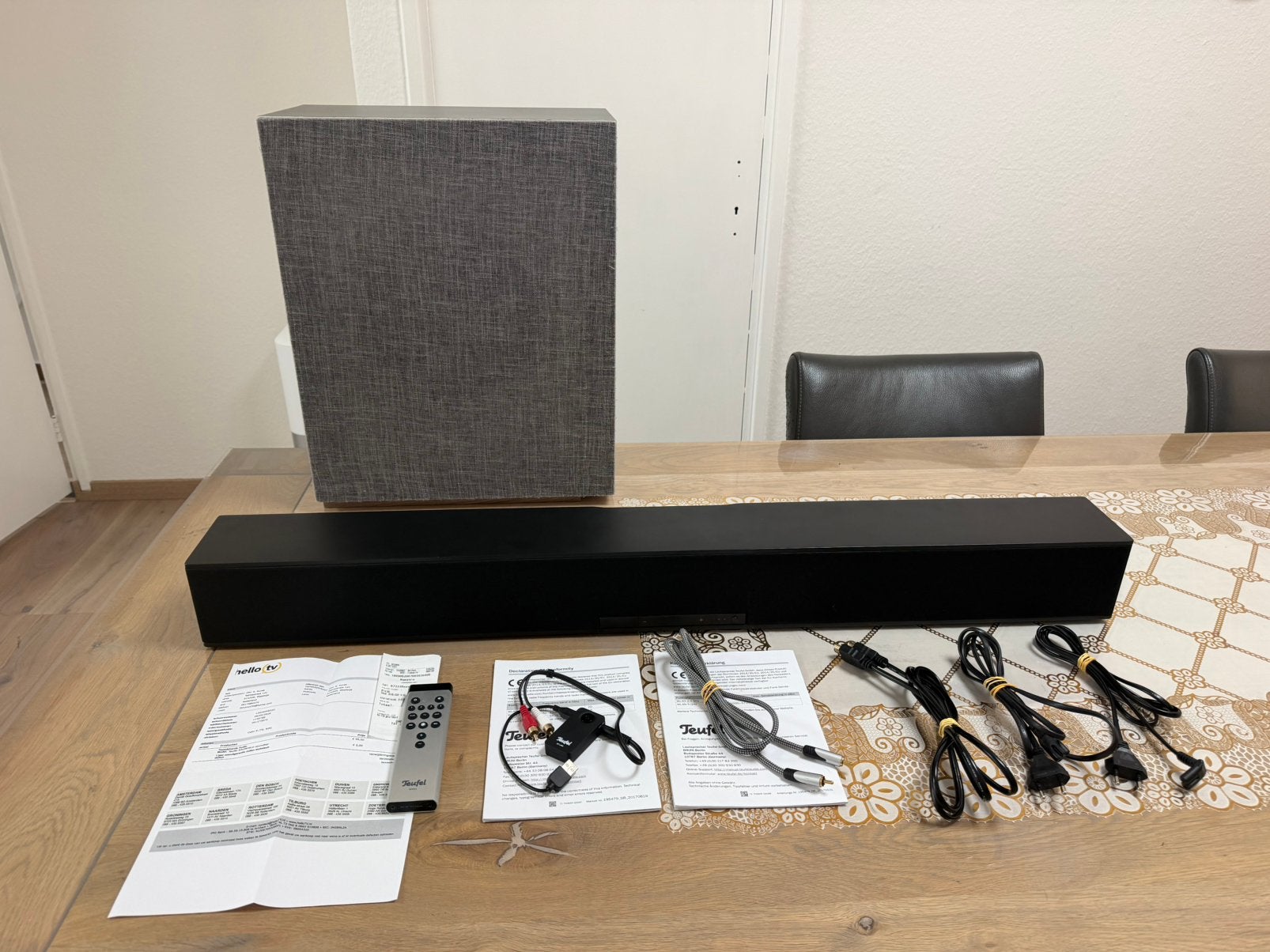 teufel raumfeld soundbar + subwoofer met bon garantie, Ophalen of Verzenden, Zo goed als nieuw
