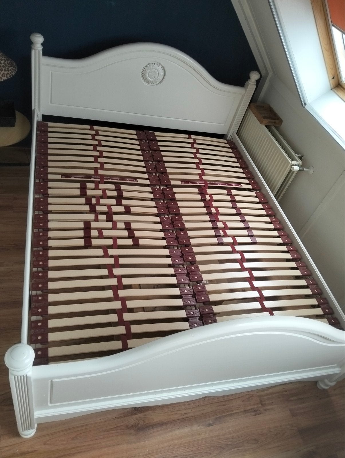 Tweepersoonsbed met lattenbodems - Wit, 160x200 cm, Ophalen, Gebruikt, Wit, Tweepersoons