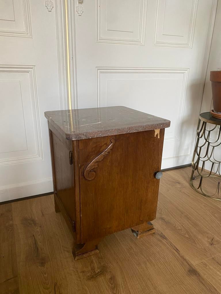 Antiek art-deco kastje met marmeren blad, Ophalen, Zo goed als nieuw, Minder dan 45 cm, 70 cm of meer