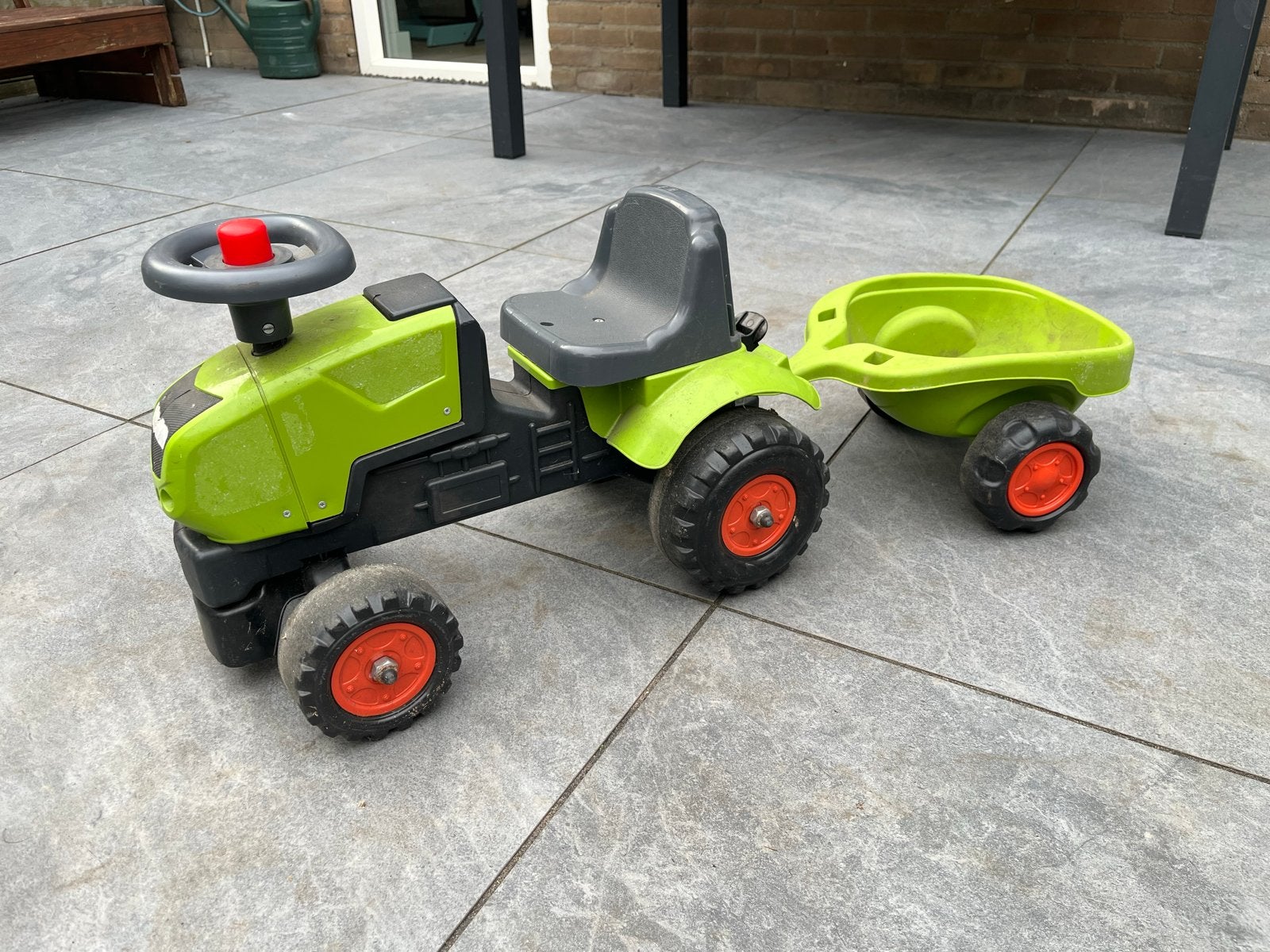 Groene Claas tractor met aanhanger, Ophalen, Gebruikt, Trapvoertuig