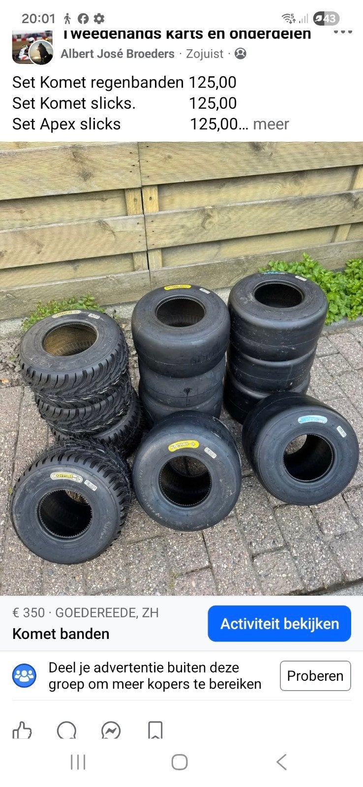 Komet banden, Ophalen of Verzenden, Onderdelen Kart