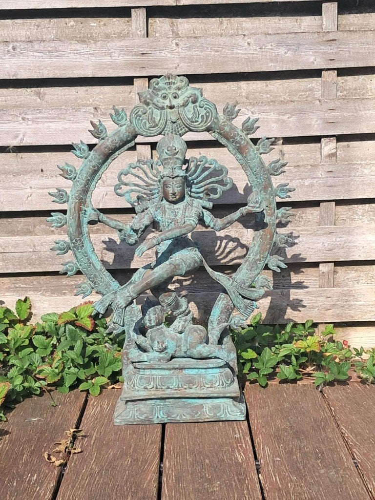 Shiva Nataraja/brons/India/decoratie/zen/57 cm, Ophalen of Verzenden, Nieuw, Groen, Overige materialen