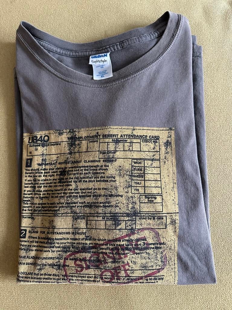 UB40 Signing Off T-shirt - Grijs - Maat XL, Verzamelen, Ophalen of Verzenden, Zo goed als nieuw