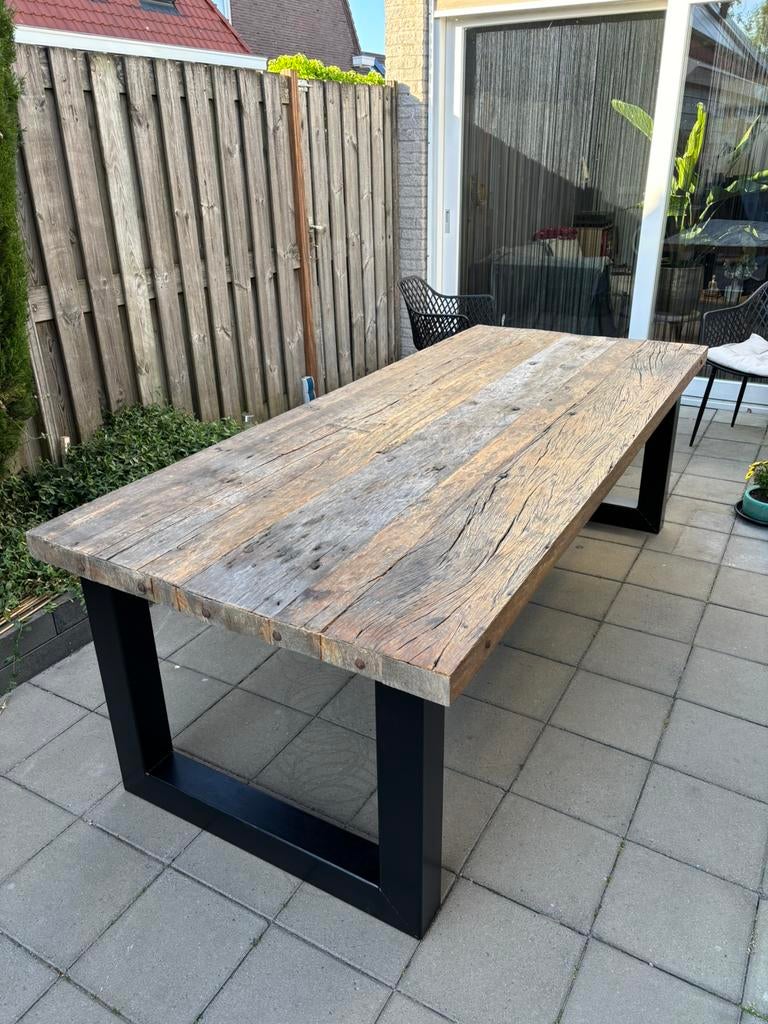 Eettafel ruboost hout van Woontheater, Huis en Inrichting, Tafels | Eettafels, Ophalen, Zo goed als nieuw, Rechthoekig, 50 tot 100 cm