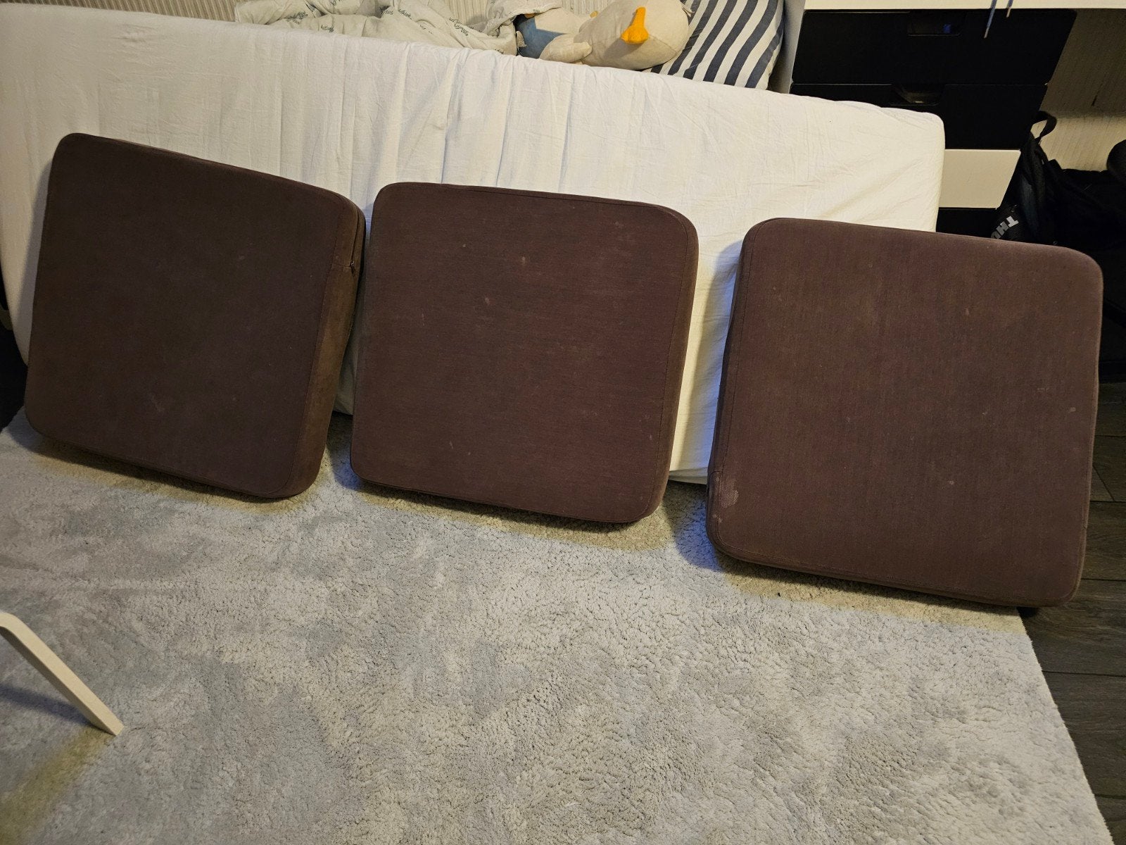 Set van 3 zit- en 3 rugkussens voor bank/tuinbank, Ophalen, Gebruikt, Bruin, Geschikt voor buiten