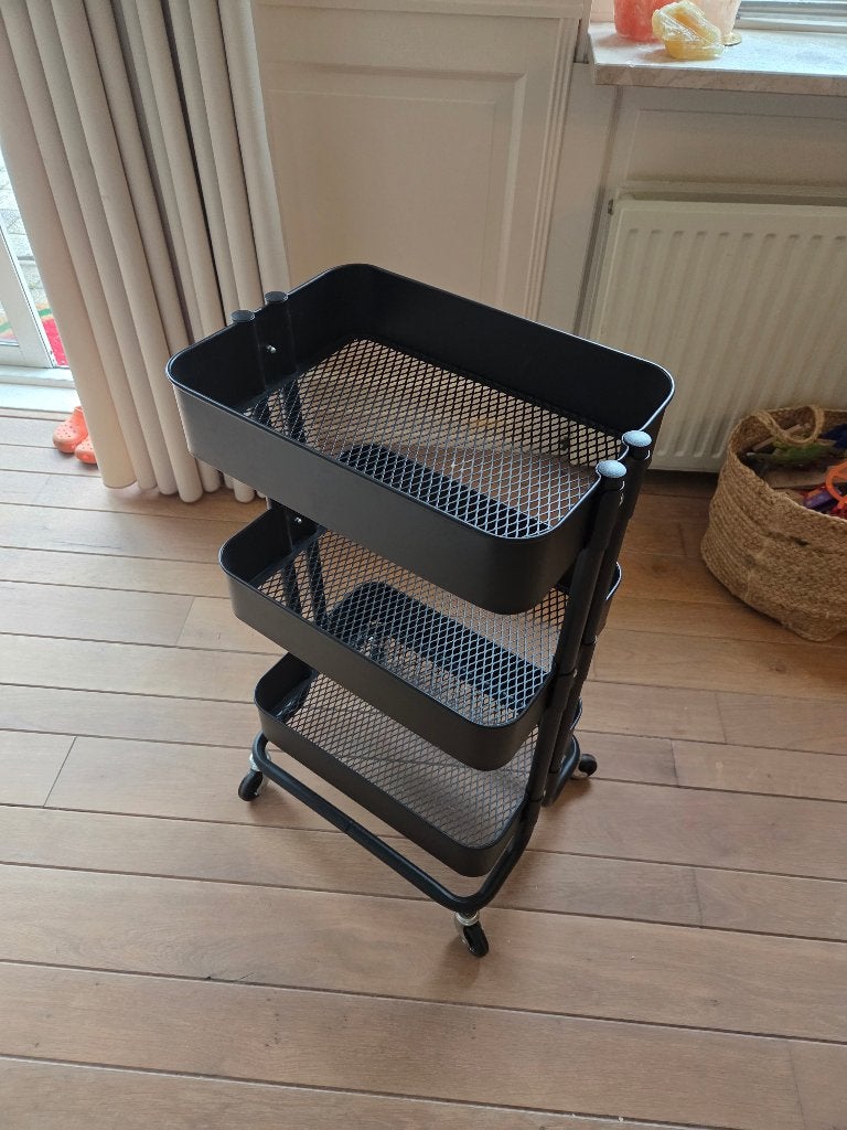 Rolkarretje zwart, ikea raskog 2x, Ophalen, Zo goed als nieuw, Zwart, Metaal
