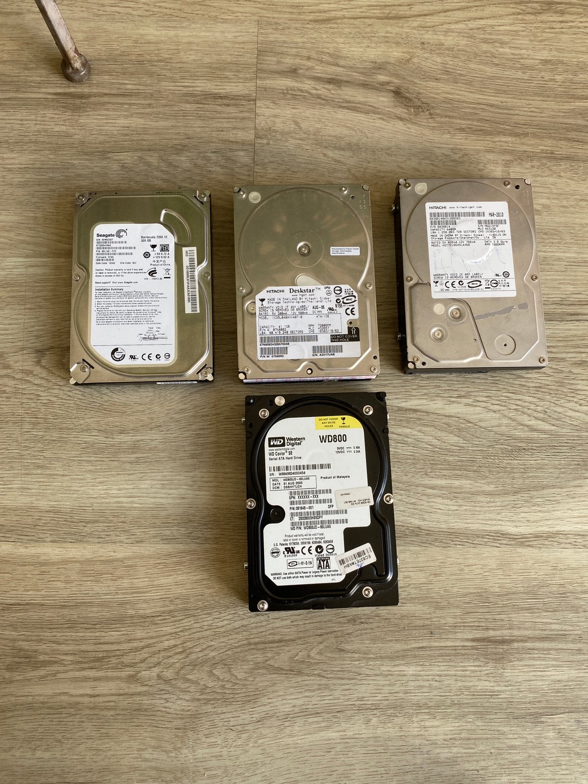 4x 3.5inch hardeschijven van Seagate, Hitachi en WD, Intern, Desktop, SATA, HDD