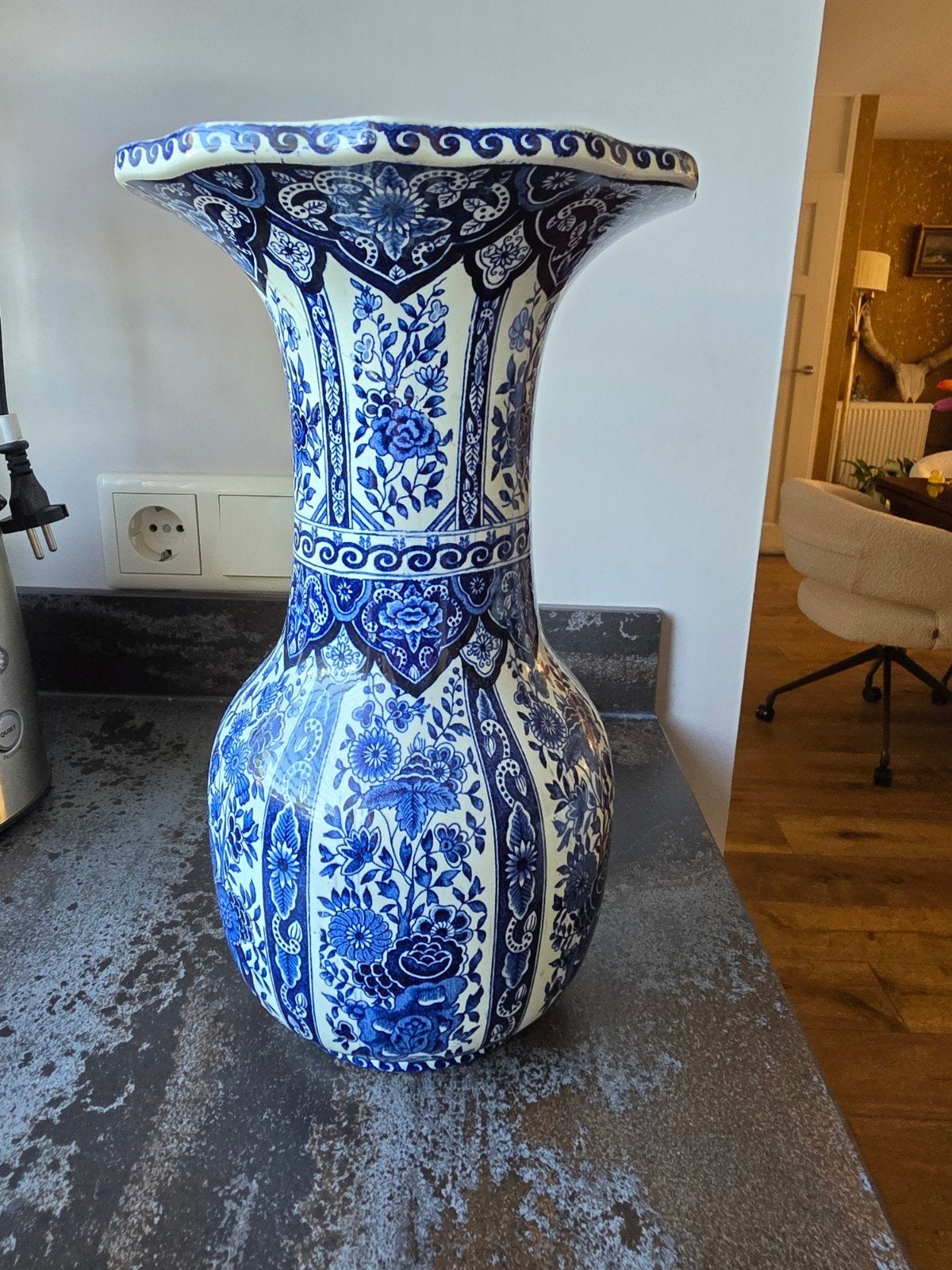 Grote Delfts Blauwe Vaas - Royal Sphinx Boch Holland, Antiek en Kunst, Antiek | Vazen, Ophalen of Verzenden