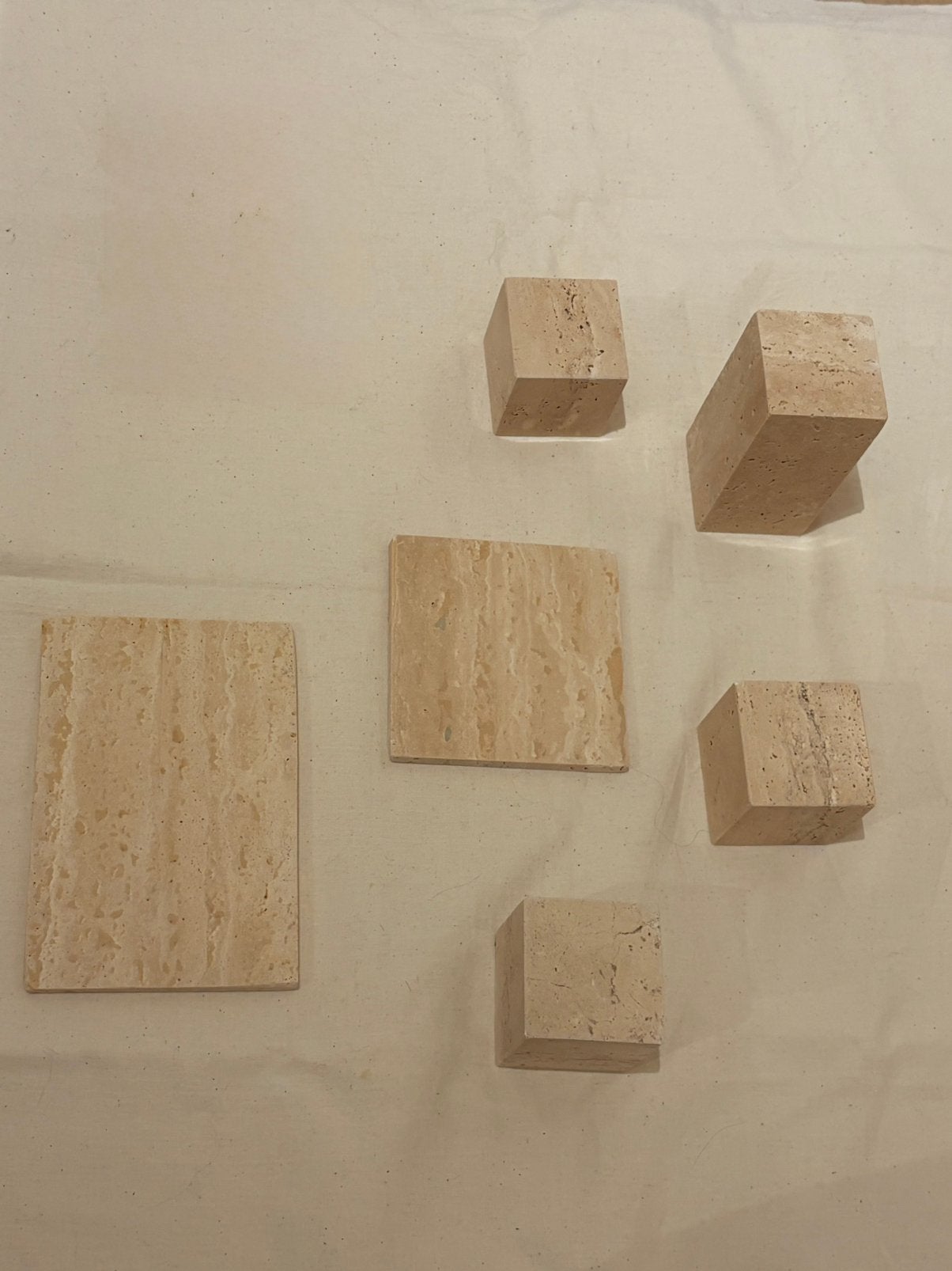 Travertin decoratie set | 6-delig | beige natuursteen, Ophalen of Verzenden