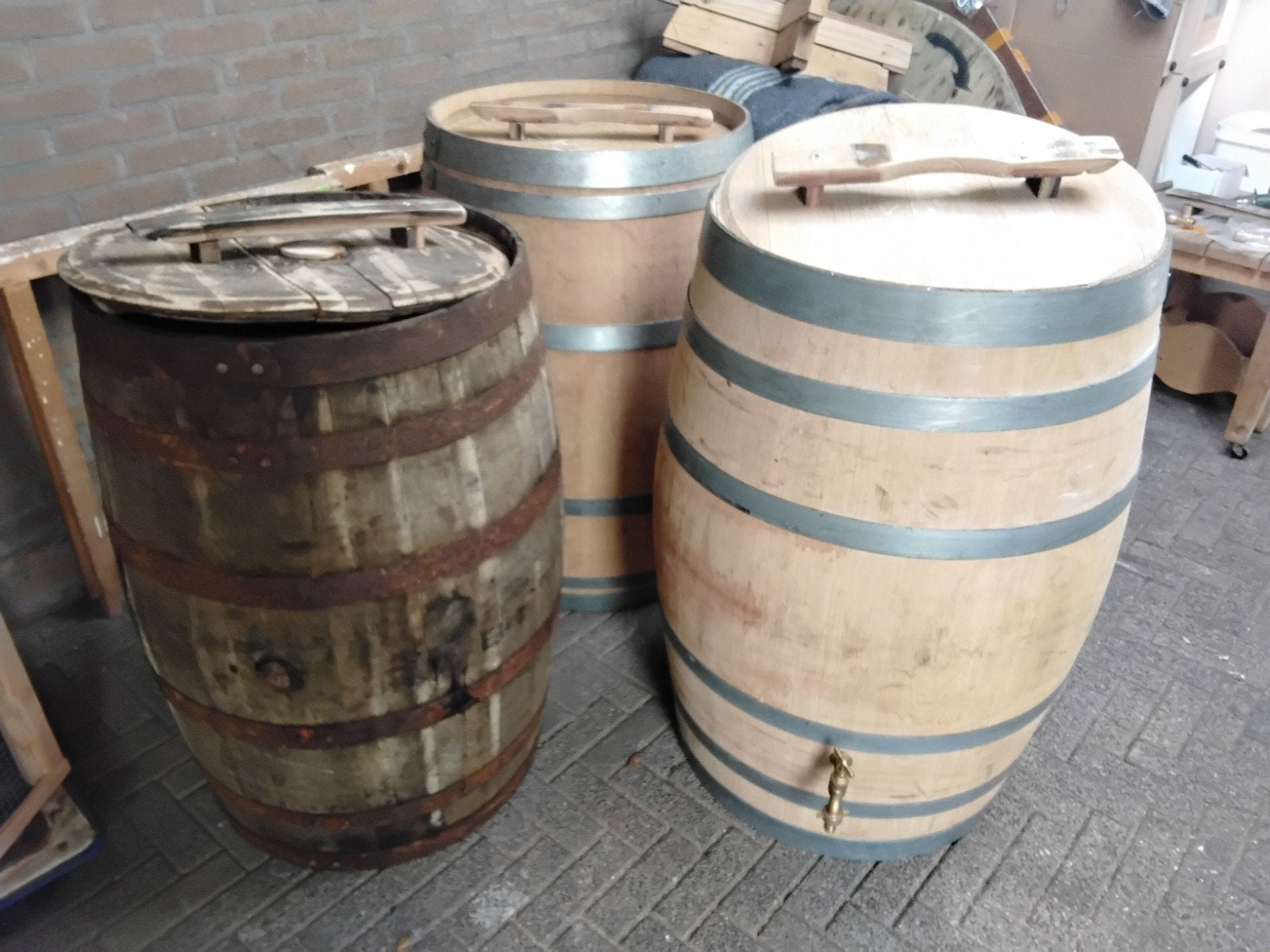 regentonnen van wijnvaten of whisky vaten, 150 liter of meer, Ophalen, Nieuw, Hout