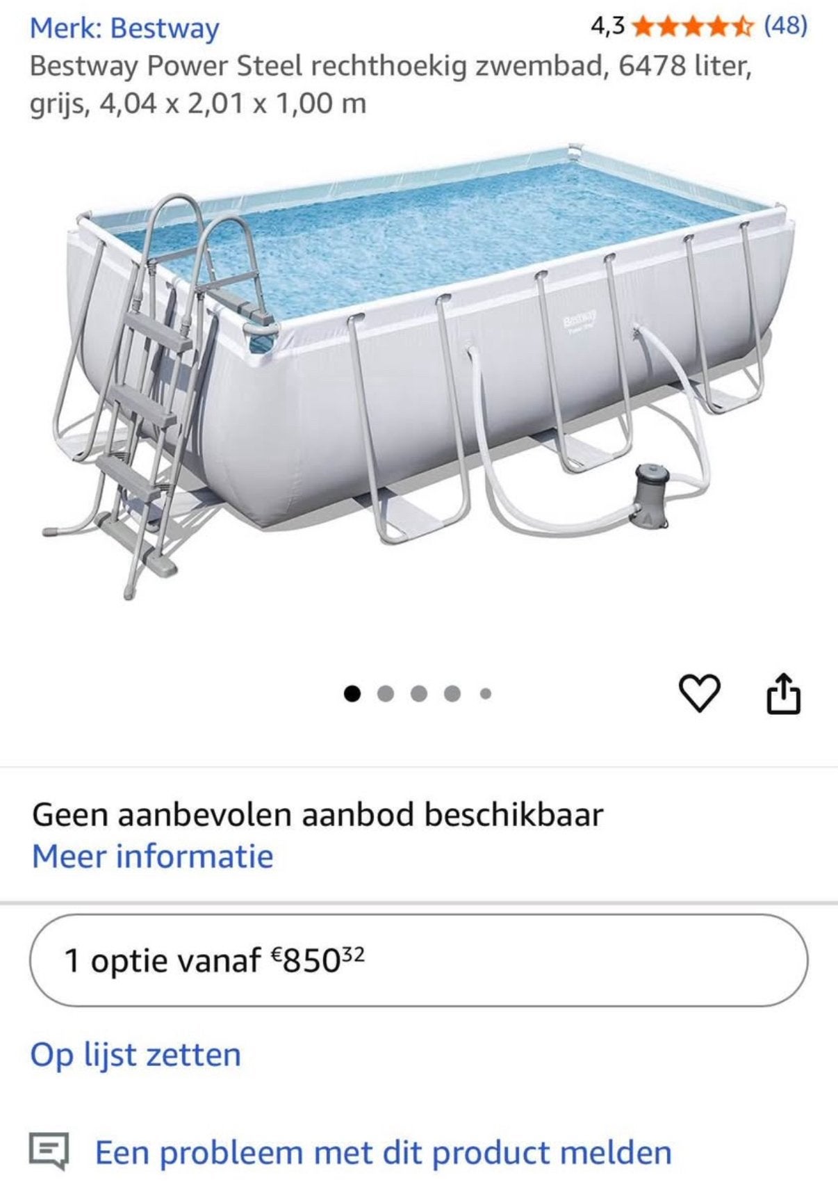 Zwembad Bestway Power Steel 56441 404x201x100cm, Tuin en Terras, Zwembad-toebehoren, Ophalen of Verzenden, Zo goed als nieuw