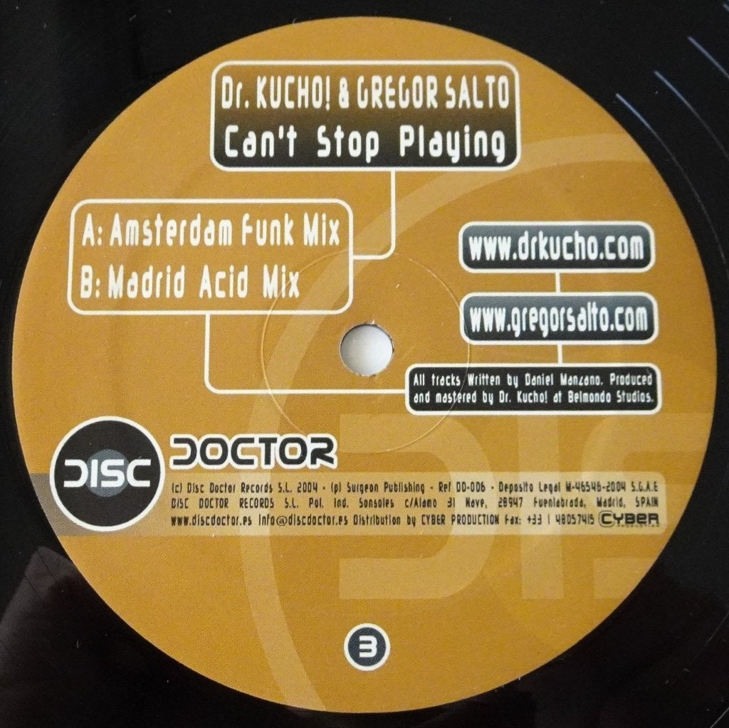 Dr. Kucho! & Gregor Salto - Can't Stop Playing -- House 2004, Ophalen, Zo goed als nieuw, 12 inch
