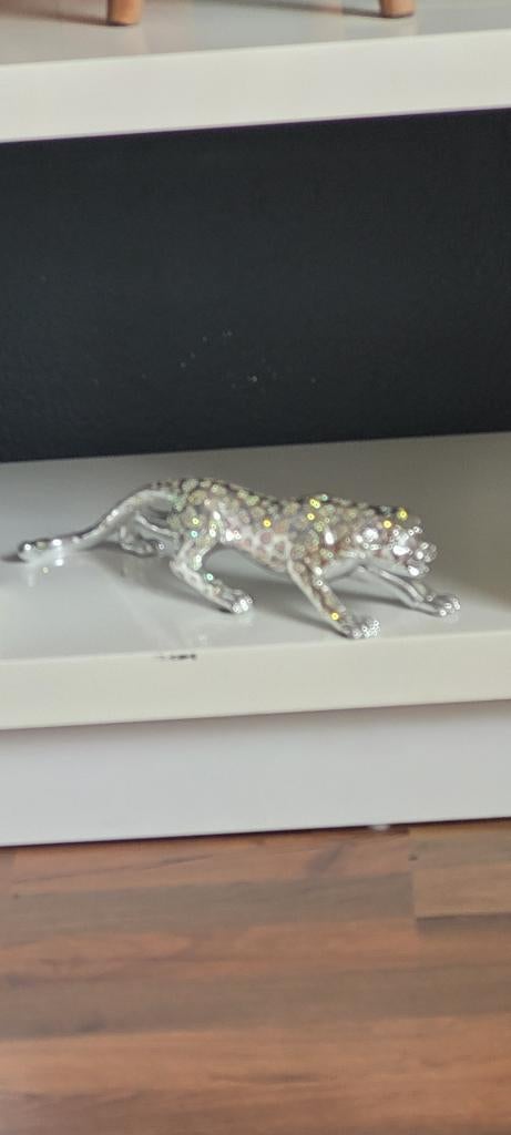 beld kat tijger zilver met stenen 25e, Zilver, Ophalen of Verzenden, Overige materialen, Beeld