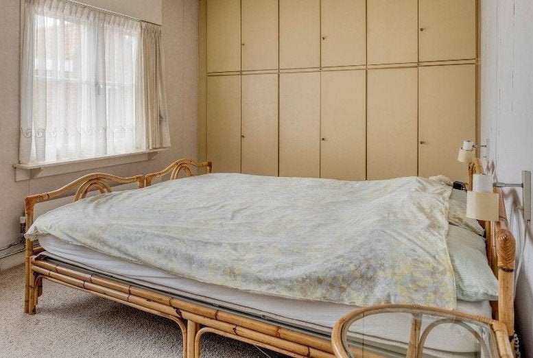 Unieke Vintage Rotan Slaapkamerset | 2x Bed + 2x Nachtkastje, Ophalen, Gebruikt, 90 cm, Eenpersoons