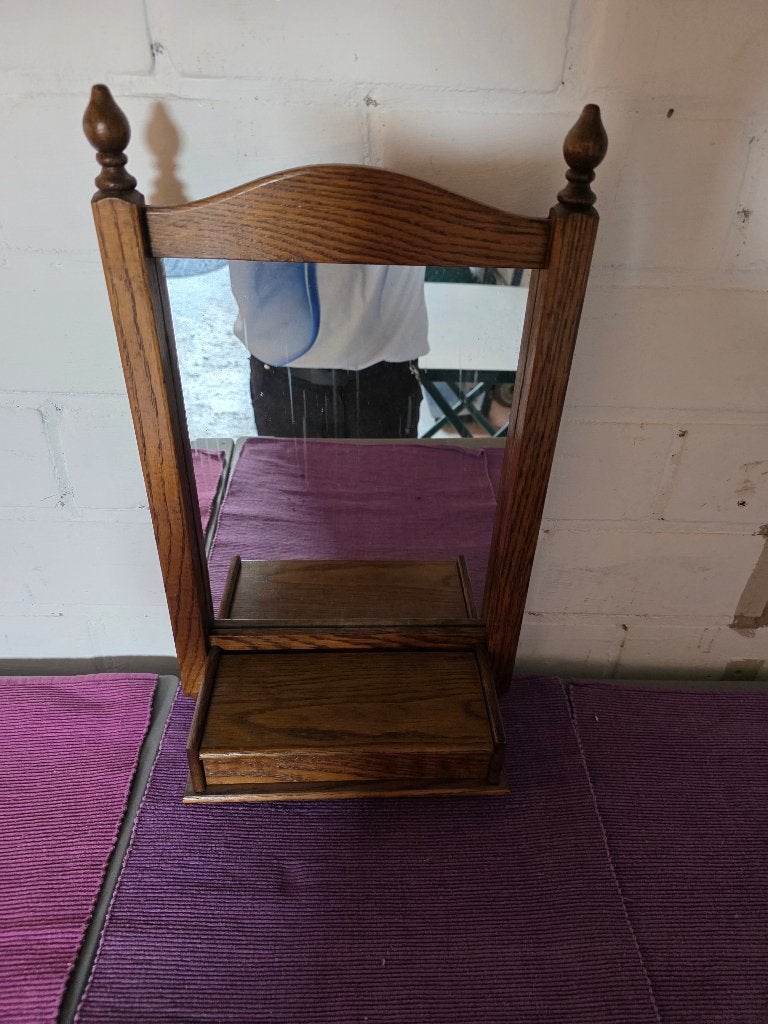 Vintage eikenhouten wandspiegel .43x26x11 cm, Huis en Inrichting, Woonaccessoires | Spiegels, Ophalen, Minder dan 50 cm, Gebruikt