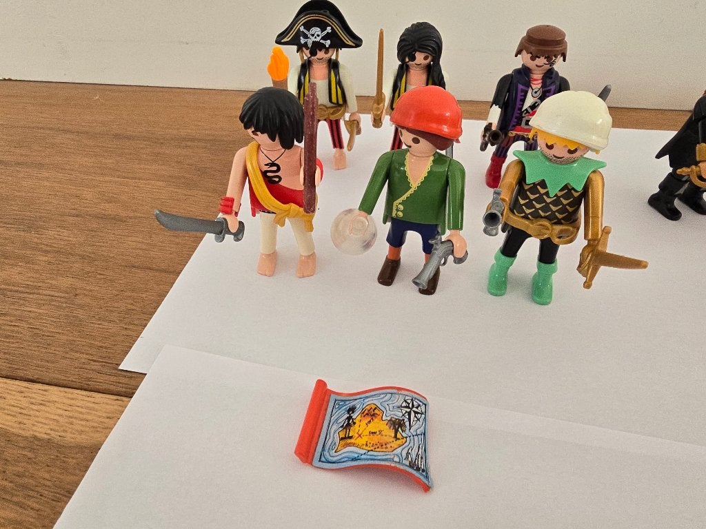 Tot de tanden gewapende Playmobil piraten met schatkaart!, Pirates, Gebruikt, Losse onderdelen, Ophalen of Verzenden