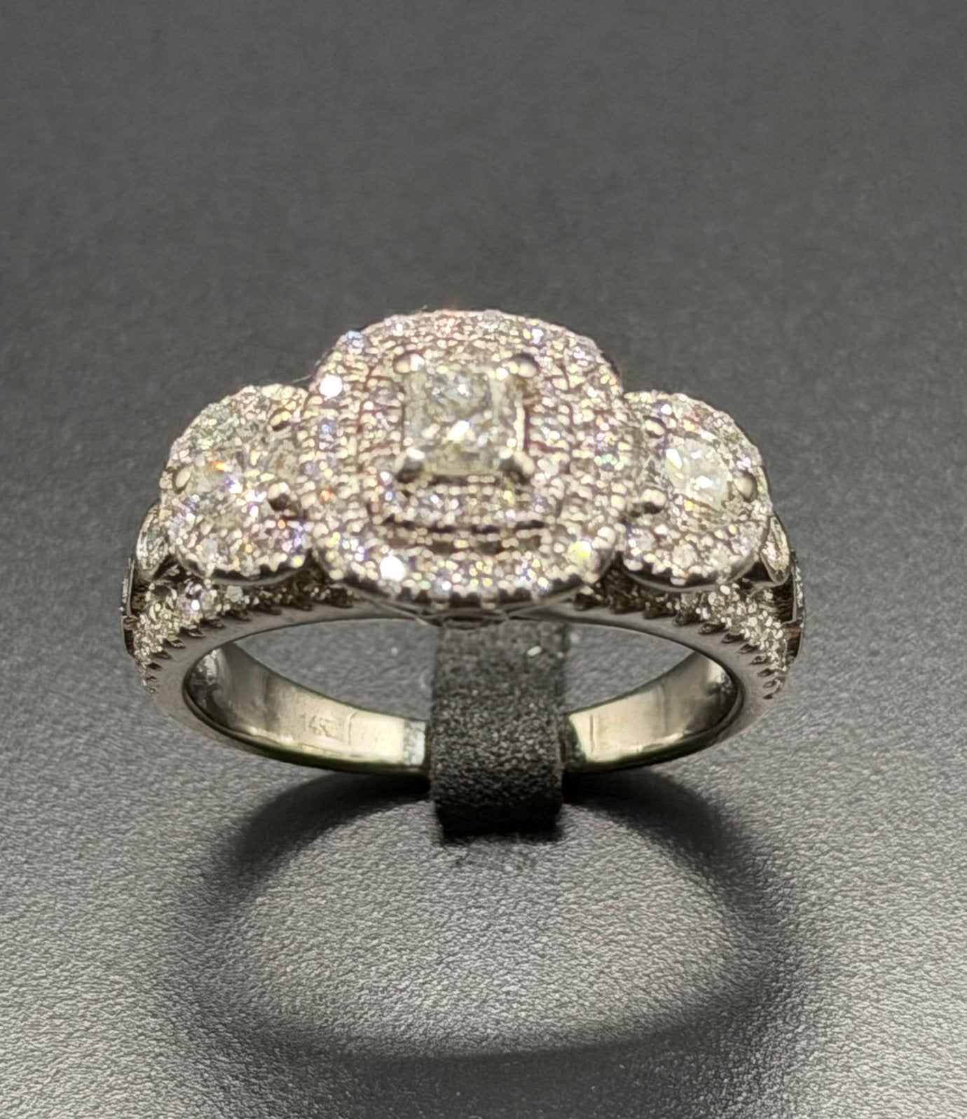 Nieuwe 14K witgouden ring 1.25ct natuurlijke diamant- 16,7mm, Nieuw, Ophalen of Verzenden, Kleiner dan 17, Met edelsteen
