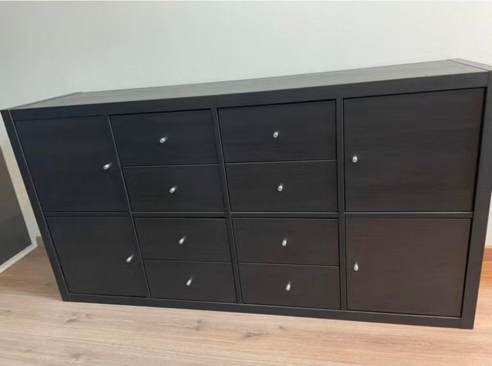 12x LADEN inc. Inzetten Kallax Ikea zwart, Ophalen, Zo goed als nieuw