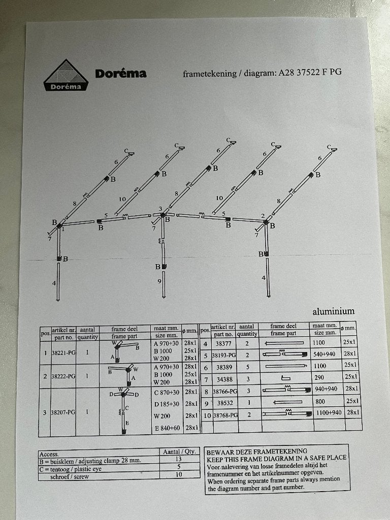 Te koop aluminium Dorema Tentframe, Ophalen, Gebruikt