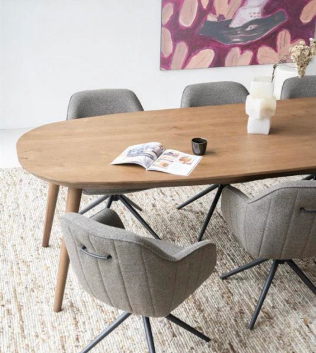 Eettafel – Bruin Eikenhout – Ovaal 260 x 100 cm – Nieuw, Ophalen, 100 tot 150 cm, Eikenhout, 200 cm of meer