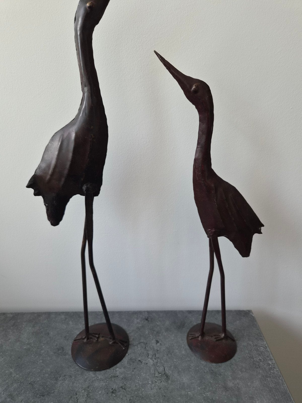 Decoratieve metalen vogel beelden (set van 2), Weerbestendig, Ophalen of Verzenden, 20 - 50 cm, Beeld