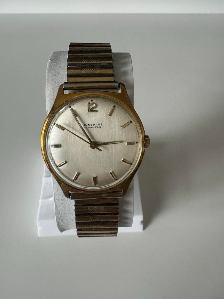 Junghans 23 Jewels Verguld Polshorloge met Bandje, Ophalen of Verzenden, Gebruikt