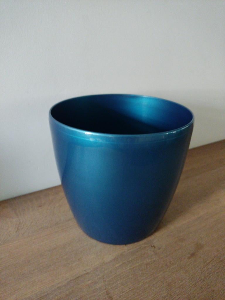 Elho Brussels Diamond bloempot petrol - 18cm, Kunststof, Rond, Binnen, Ophalen of Verzenden