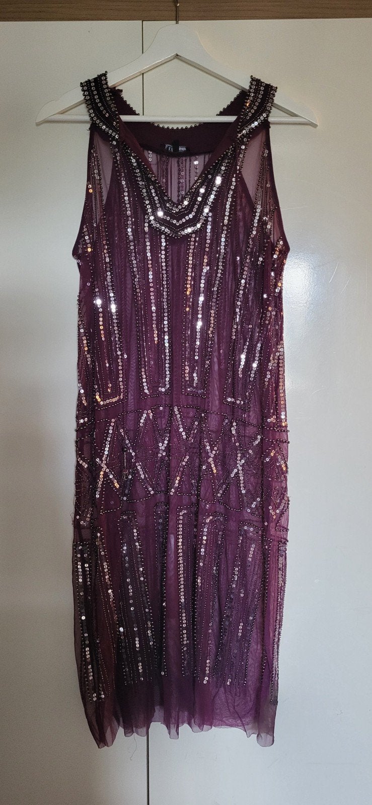 DIDI Pretty Different paarse pailletten jurk maat 42, Kleding | Dames, Verzenden, Paars, Maat 42/44 (L), Zo goed als nieuw