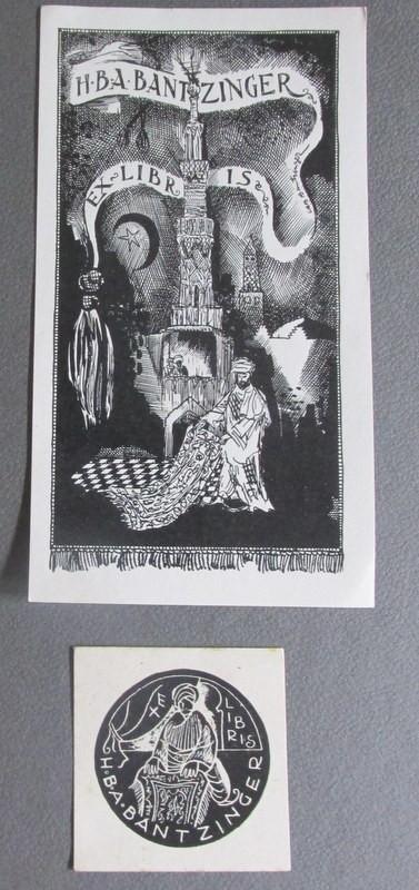 Ex Libris door C.A.B. Bantzinger, Antiek en Kunst, Ophalen of Verzenden, Dagelijks leven, Ets, 1950 - 1999
