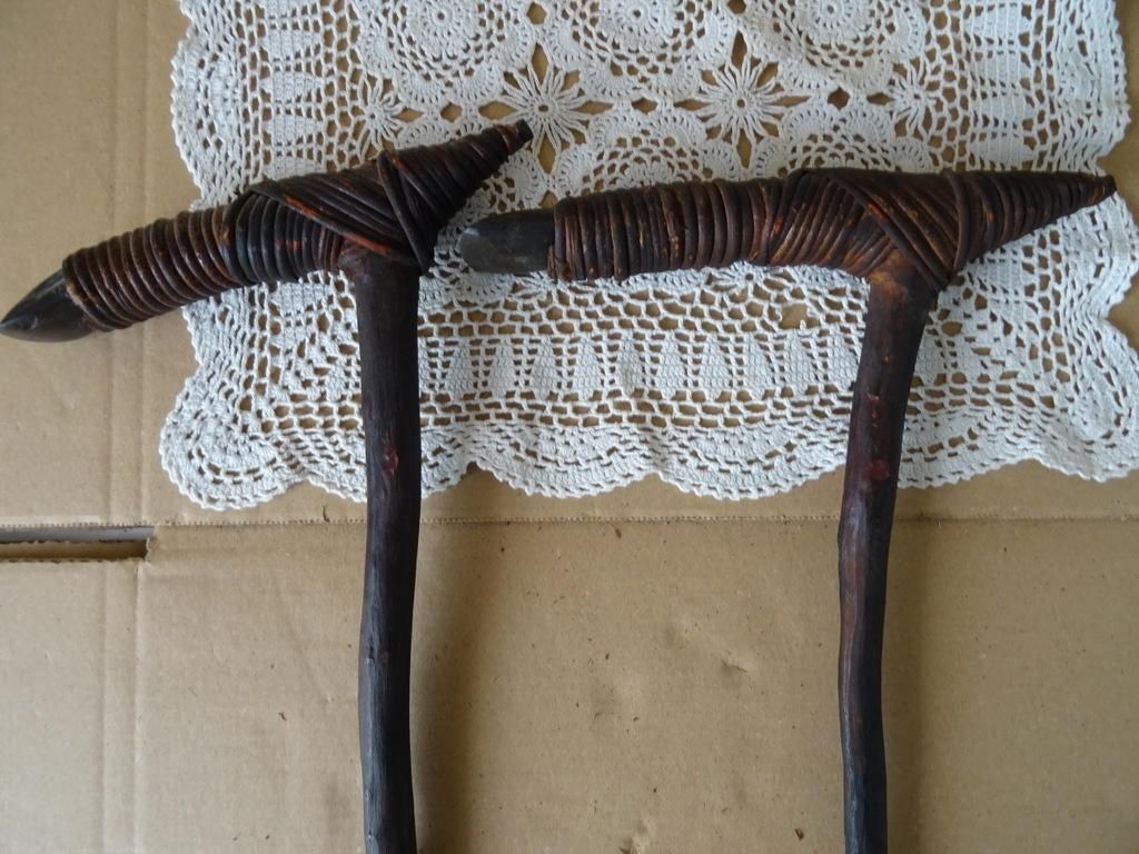 Inheemse bijl set bijlen Asmat Papoea Nieuw Guinea 36cm, Antiek en Kunst, Ophalen of Verzenden