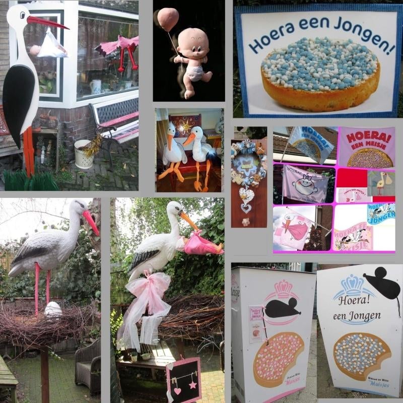 Te huur: geboortebord, ooievaarsnest, vlag, na zwangerschap, Ophalen, Zo goed als nieuw, Geboortebord