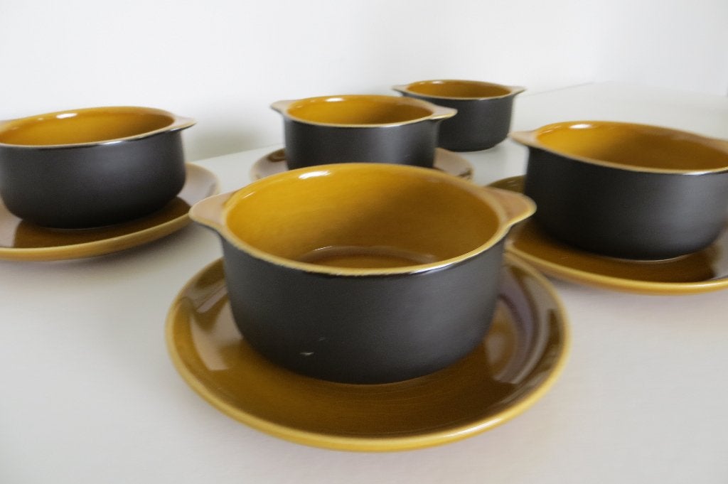 4 vintage soepkoppen en schotels, Melitta ,Germany., Ophalen of Verzenden, Overige typen