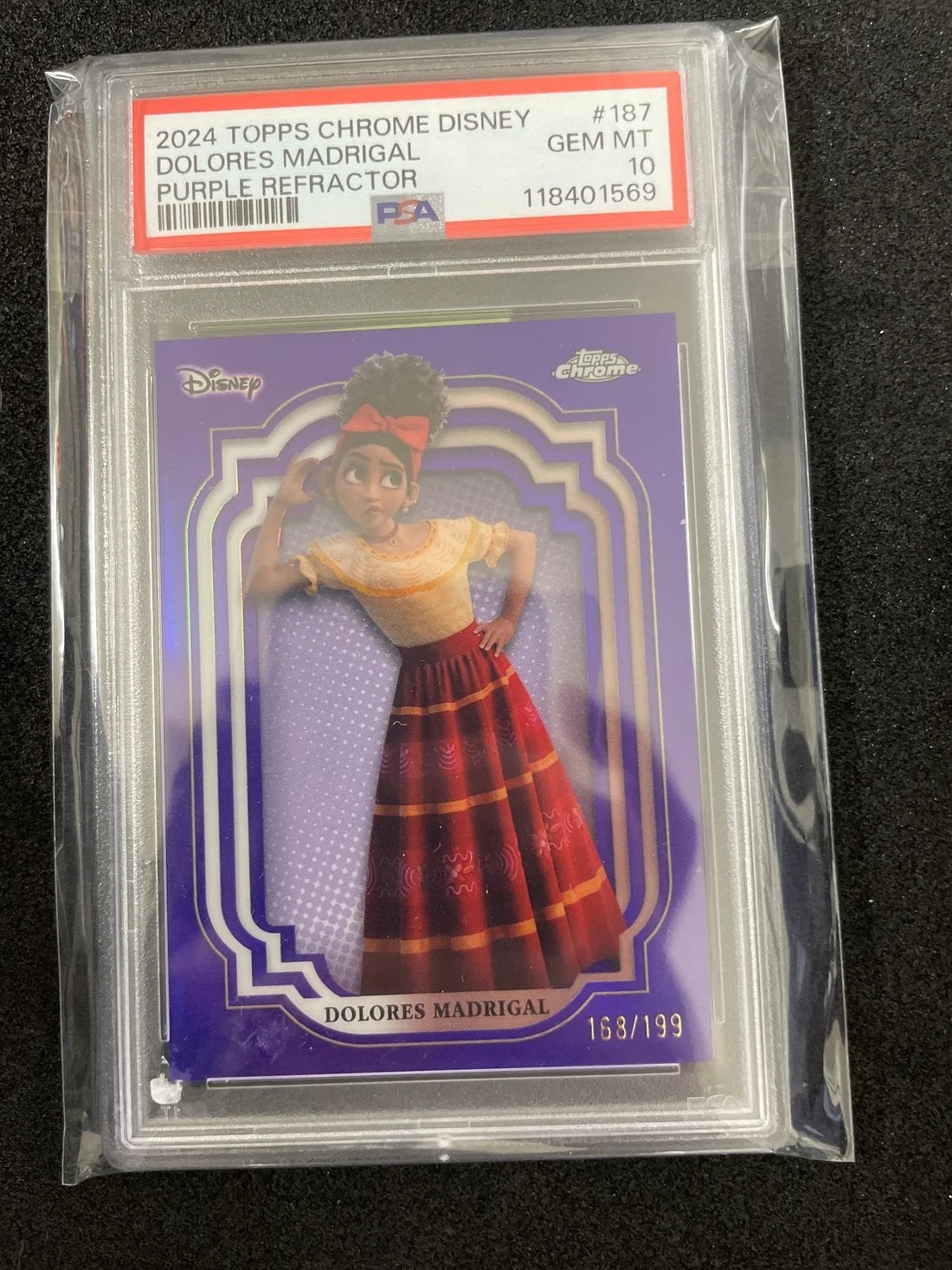 PSA 10 2024 Topps Chrome Disney Dolores Madrigal /199, Ophalen of Verzenden, Overige figuren, Nieuw, Papier, Kaart of Schrift