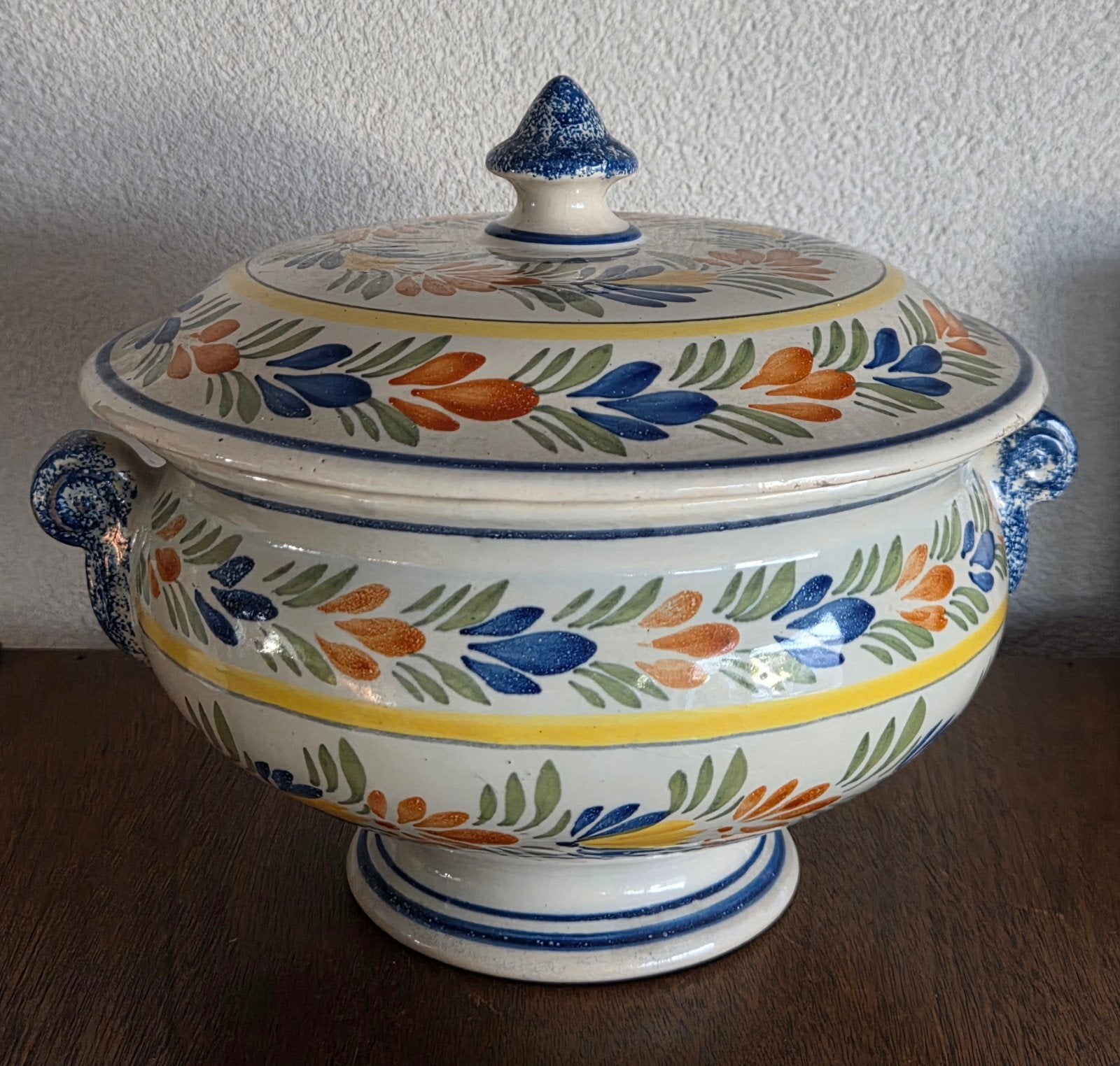 Antieke Henriot Quimper soepterrine met deksel, Antiek en Kunst, Ophalen of Verzenden