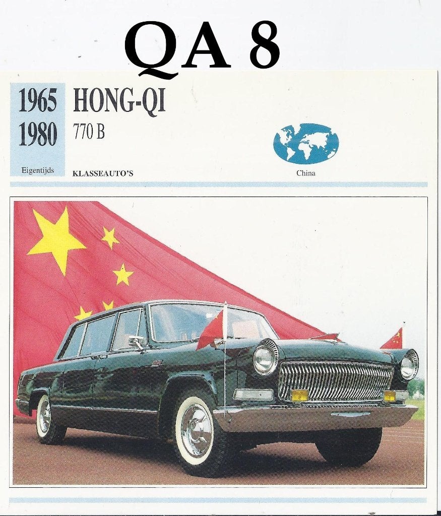 Qa8 autokaart hong-qi 770 b 1965 / 1980, Ophalen of Verzenden, Zo goed als nieuw, Auto's