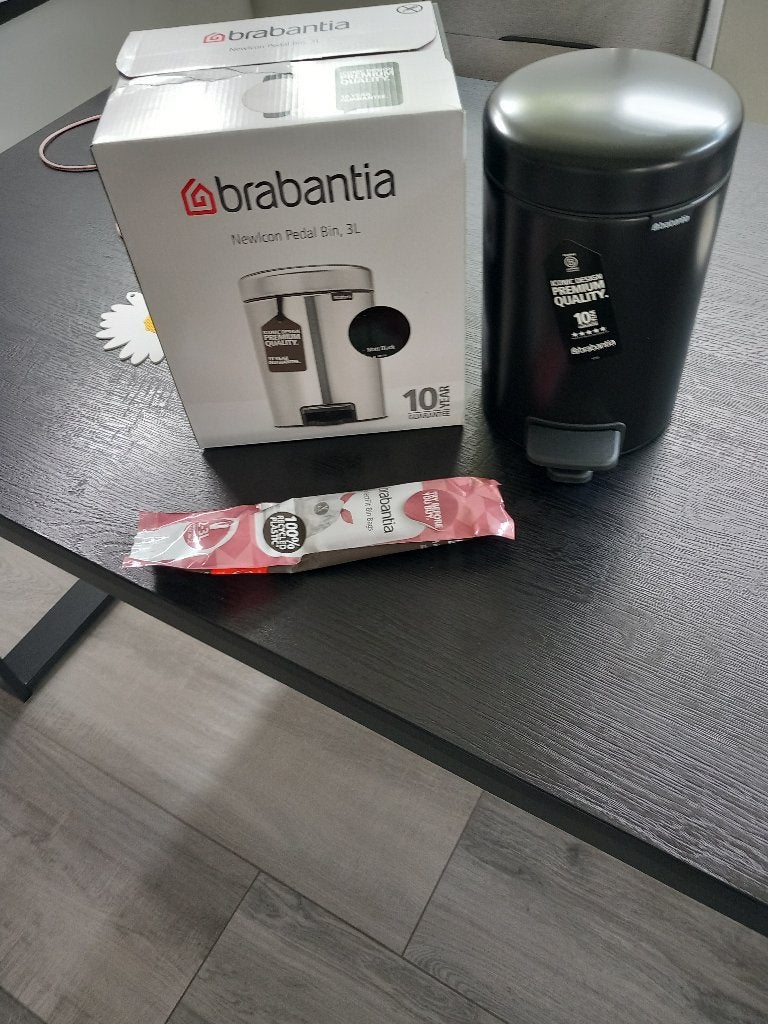 NIEUWE ZWARTE METALEN AFVALEMMER VAN BRABANTIA, Toilet-accessoire, Zwart, Nieuw, Ophalen of Verzenden