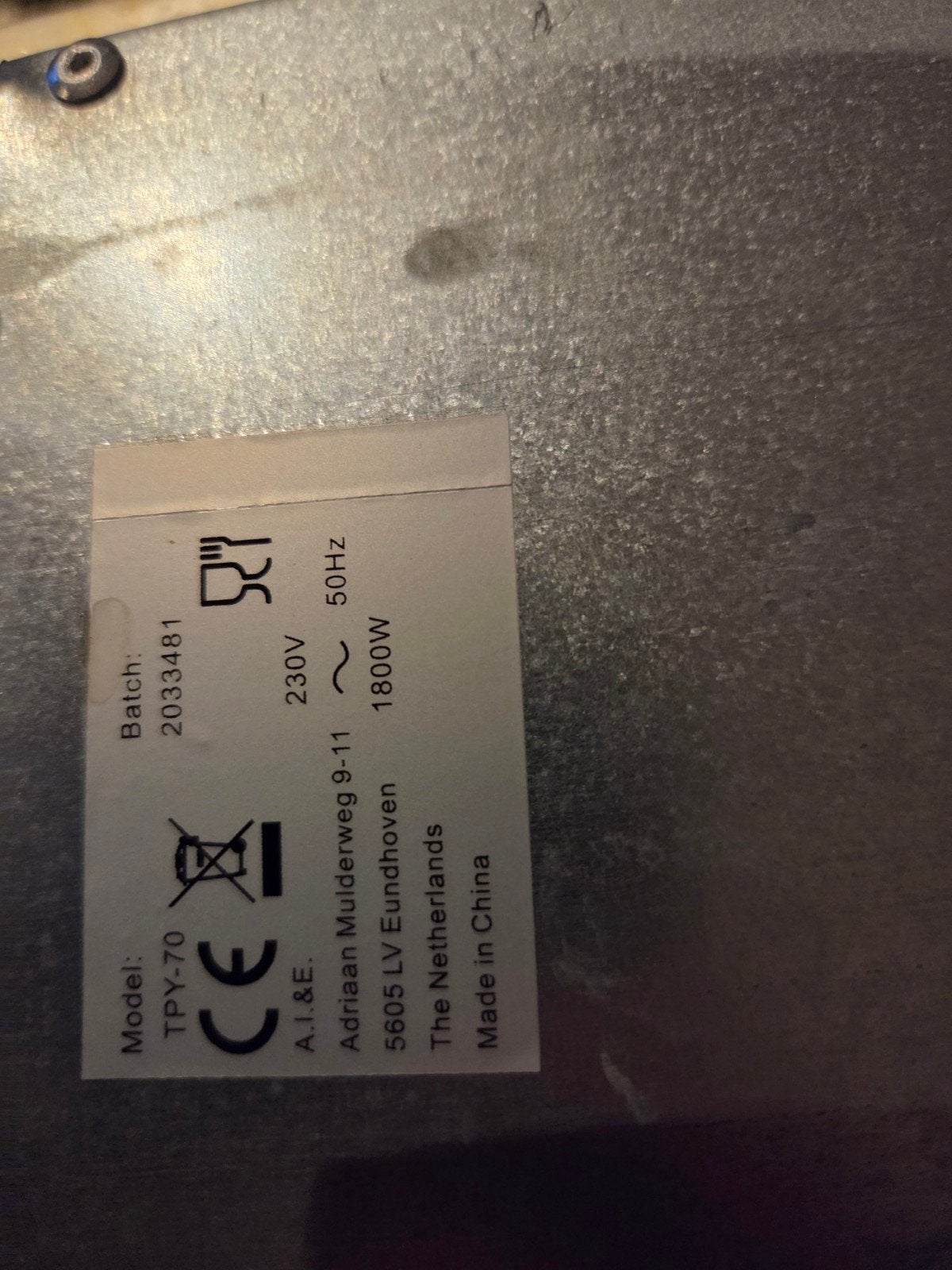 Tafelgrill TPY-70 - 1800W, Ophalen, Gebruikt, Tafelgrill