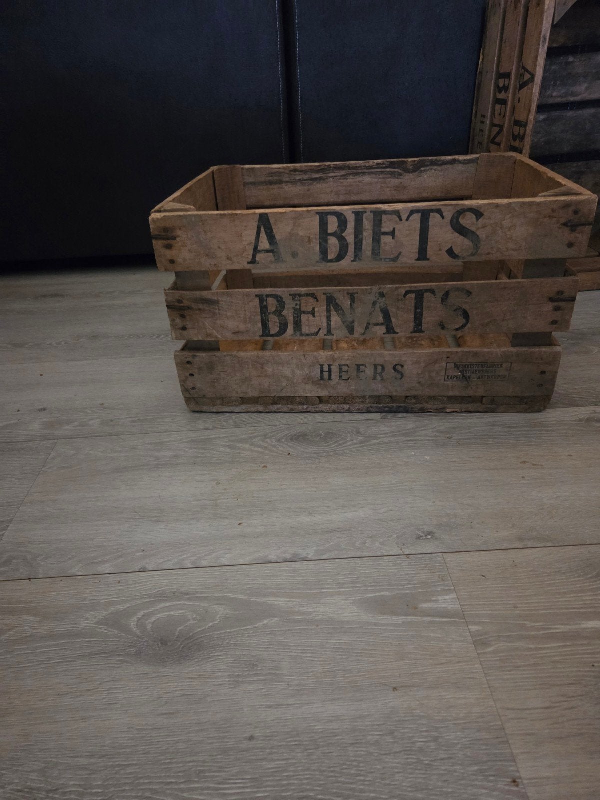 4 Vintage houten fruitkist - A. BIETS BENATS HEFRS, Huis en Inrichting, Ophalen, Gebruikt, 50 tot 100 cm, 5 – 50