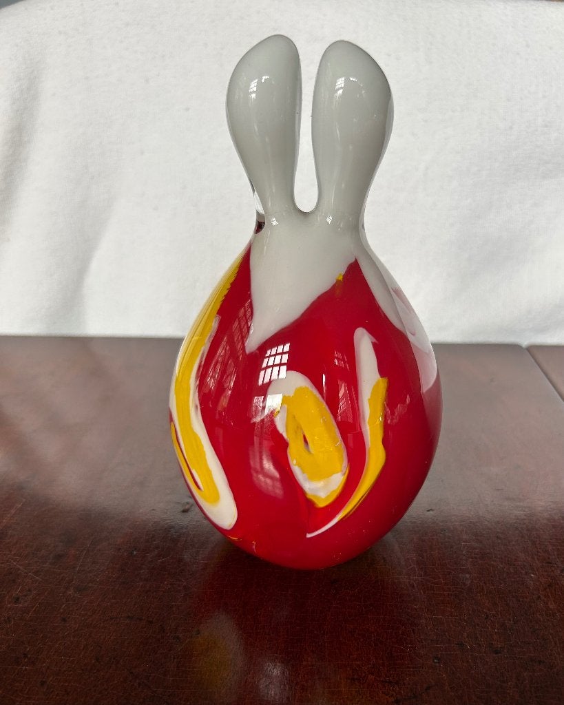 Gestileerde glazen sculptuur van een konijn, Glas, Ophalen of Verzenden, 19 cm, Beeld