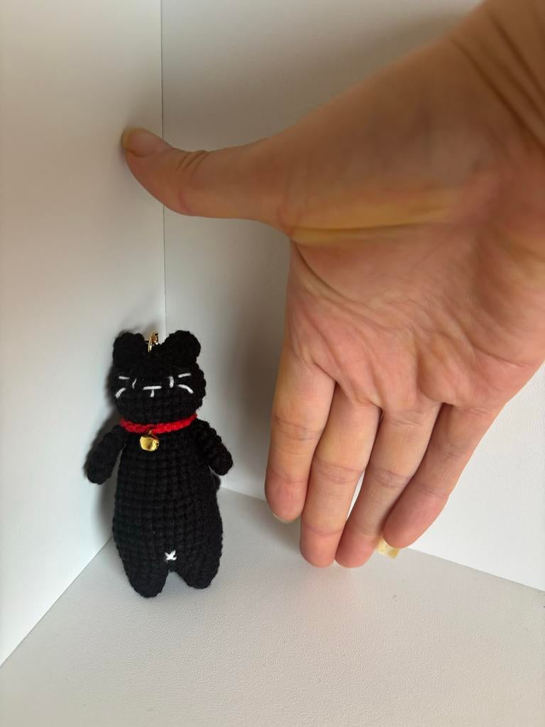 Gehaakte zwarte kitten sleutelhanger, Overige merken, Nieuw, Zwart, Ophalen of Verzenden