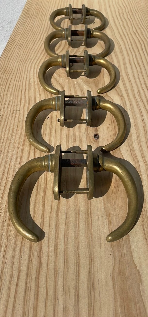 6x Deurklinken oud ANTIEK ‘Gouden Stierenhoorn’ deurkrukken, Antiek en Kunst, Ophalen of Verzenden