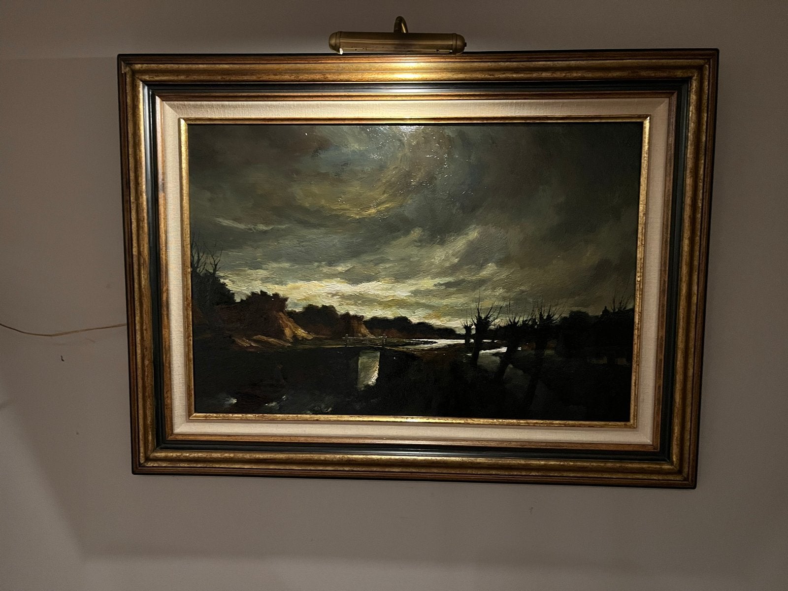 Klassiek Gesigneerd Landschap Schilderij van Koster, Antiek en Kunst, Kunst | Schilderijen | Klassiek, Doek, Ophalen of Verzenden