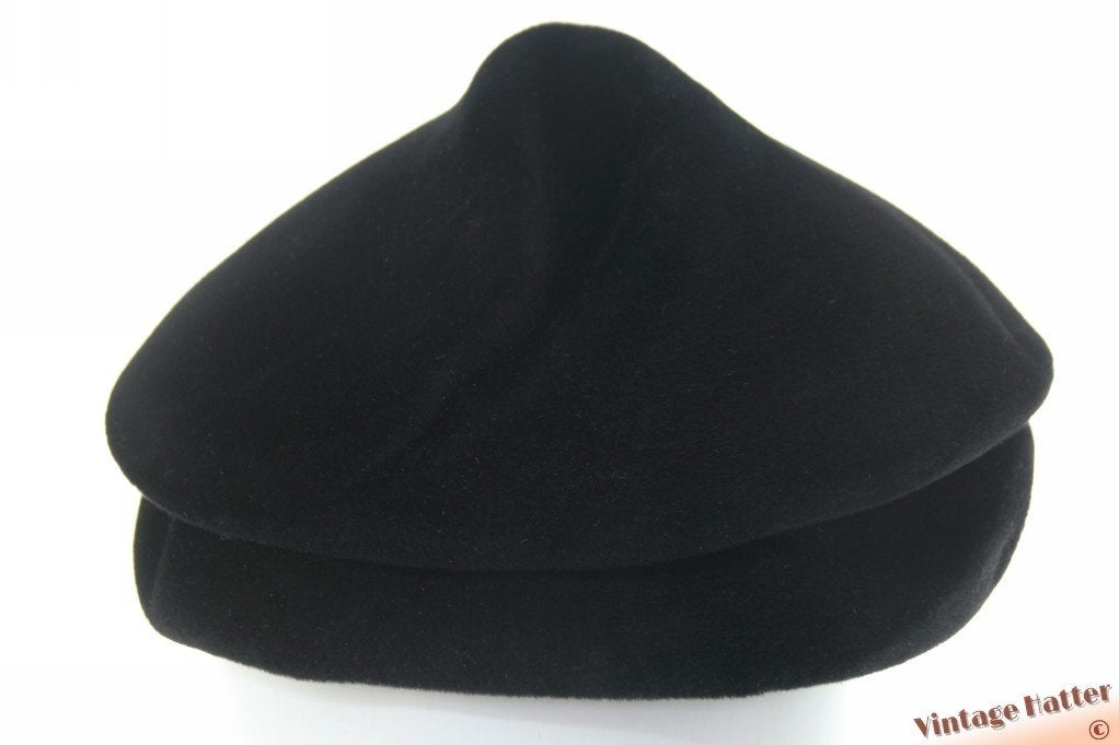 Vintage Dames cocktailhoed Marida zwart velour 56, 56 of 57 cm (M, 7 of 7⅛ inch), Hoed, Ophalen of Verzenden, Zo goed als nieuw