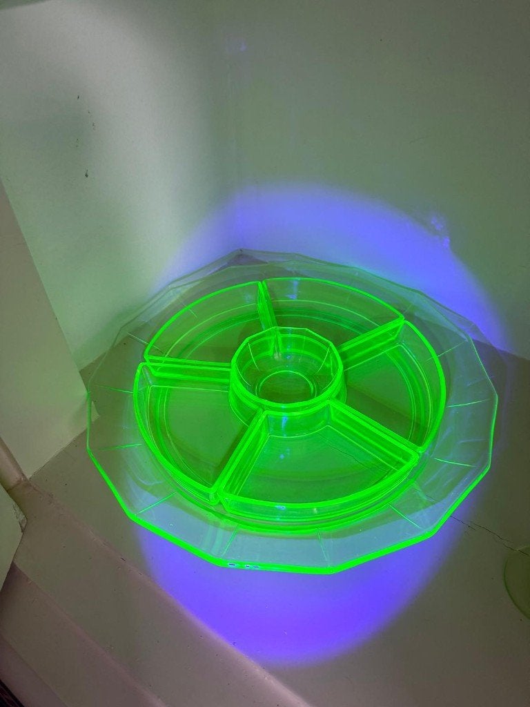 Complete uraniumglazen snackschaal - 34cm, Antiek en Kunst, Ophalen