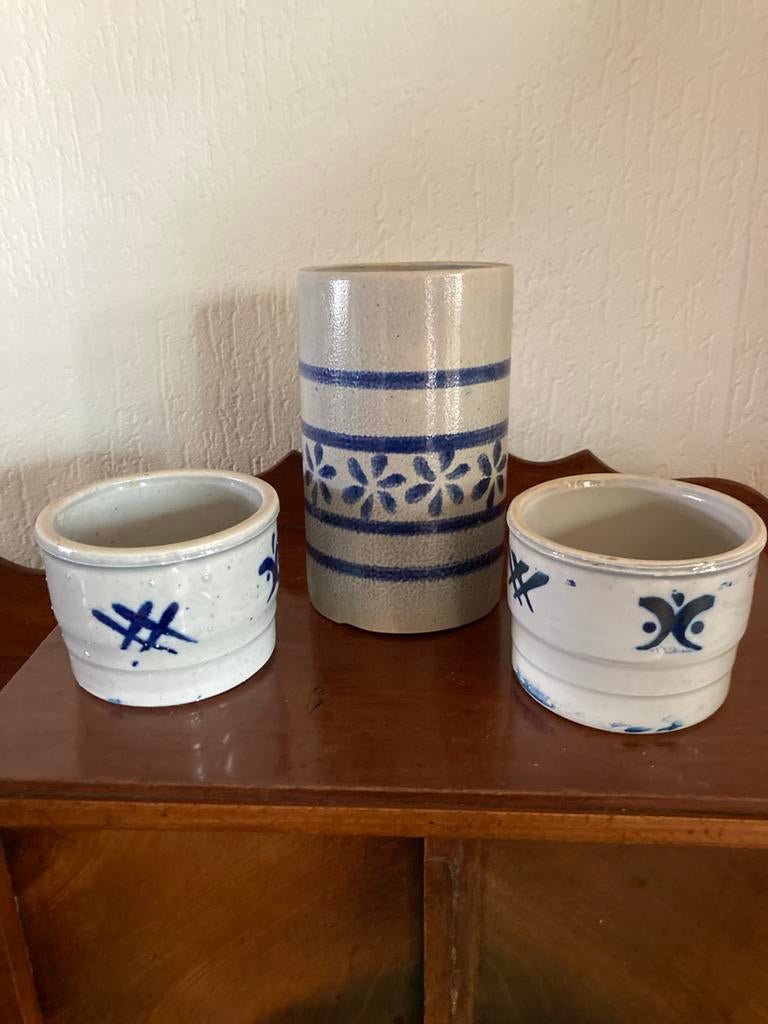Vintage Zoutglazuur Keramiek Set - Vaas & Potten, Antiek en Kunst, Antiek | Keramiek en Aardewerk, Ophalen