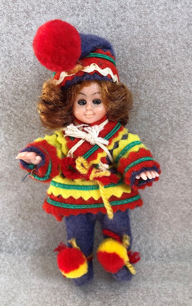 Vintage Sami Scandinavisch Lapland Pop Popje Vilt 12 cm, Verzamelen, Poppen, Ophalen of Verzenden, Gebruikt, Pop