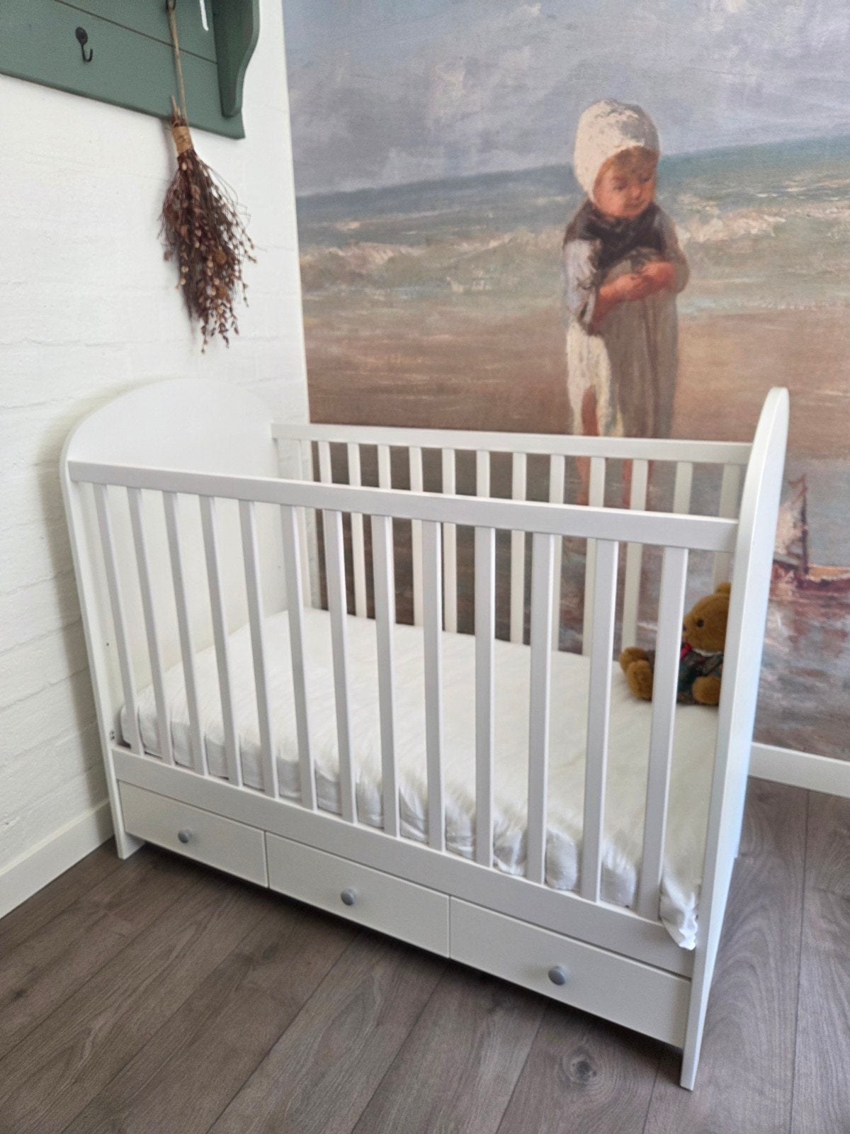 wit ikea GONATT ledikant/peuterbed, Kinderen en Baby's, Babywiegjes en Ledikanten, Ophalen, Zo goed als nieuw
