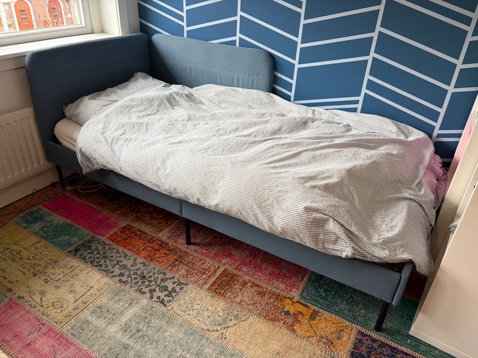 IKEA BLÅKULLEN eenpersoonsbed in blauw, Ophalen, 90 cm, Eenpersoons, Blauw
