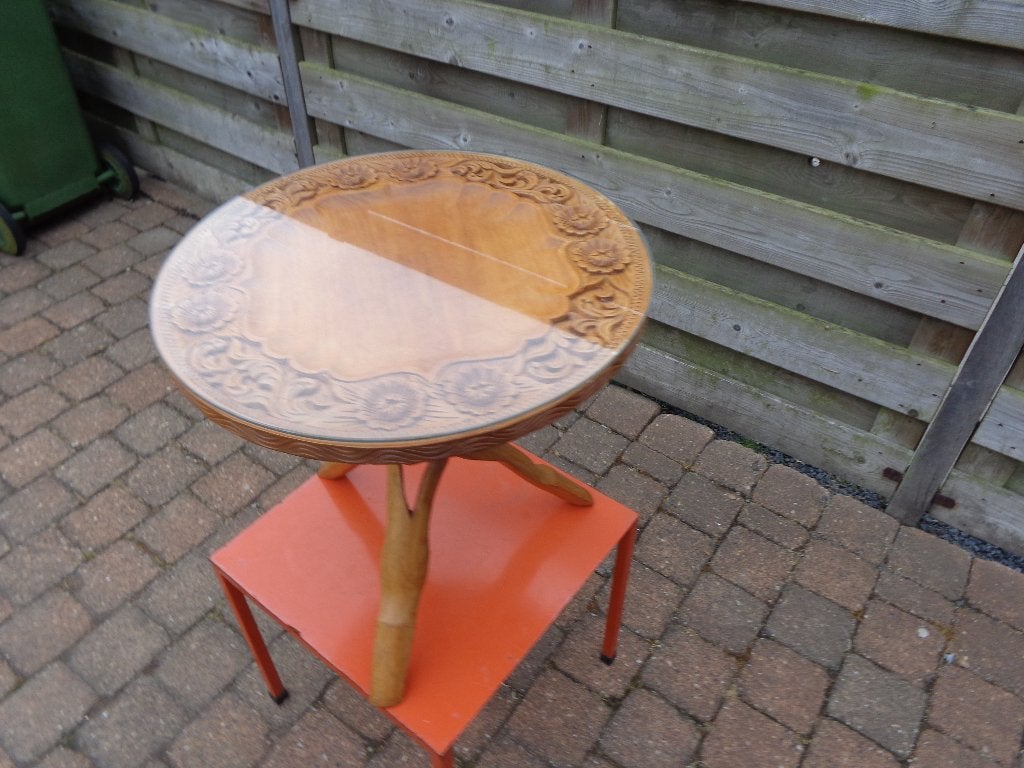 bijzet tafel, Minder dan 55 cm, Gebruikt, Rond, Hout