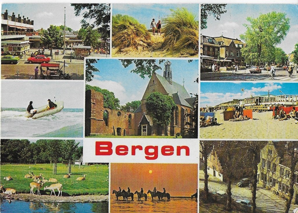 V237 Gelopen ansichtkaart bergen noord holland, Ophalen of Verzenden, 1980 tot heden, Gelopen, Noord-Holland
